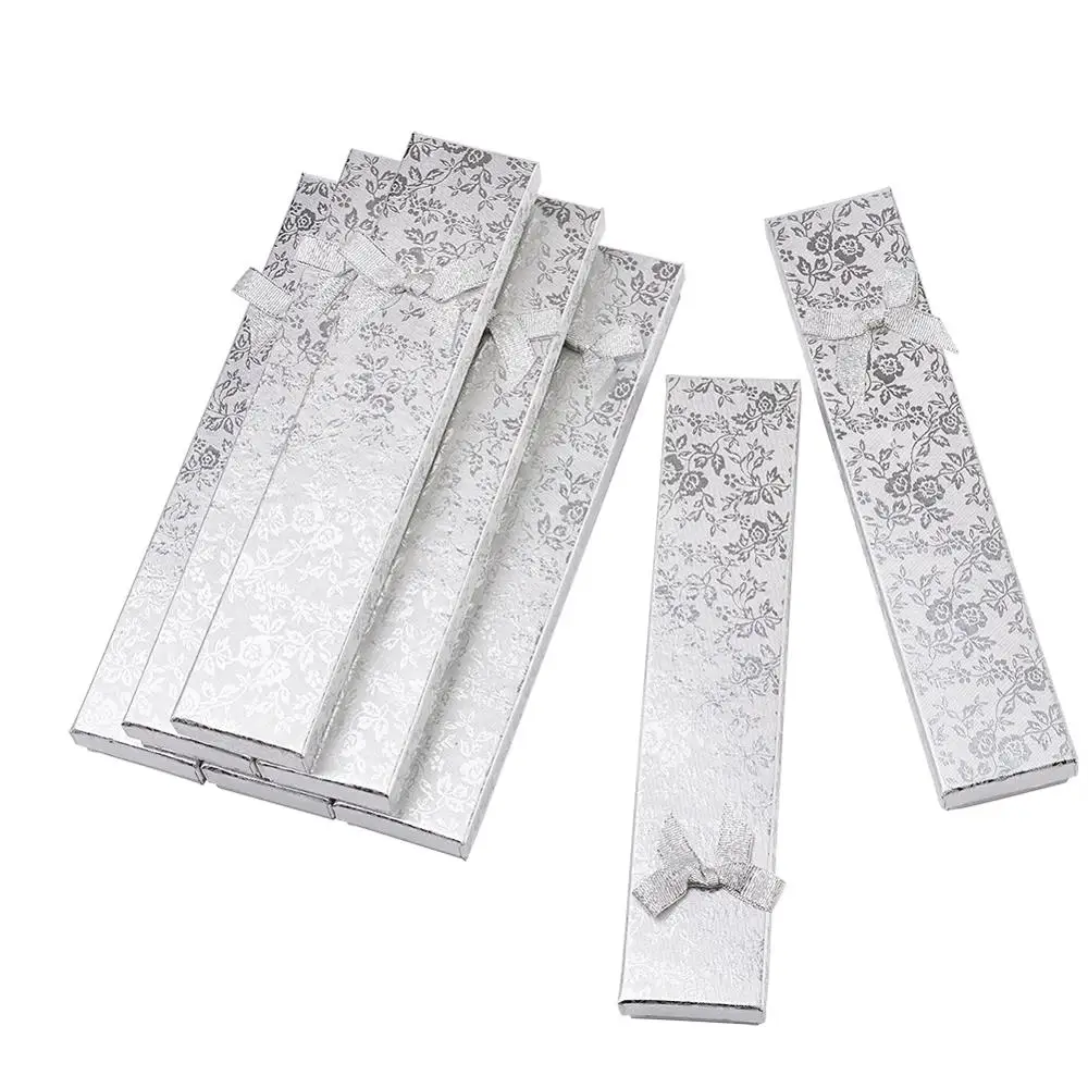 12pcs Rectangle Cardboard Boxes for Packaging Jewelry Set Gift Box Fit Necklace Bracelet Display Storage With Sponge 215x43x24mm