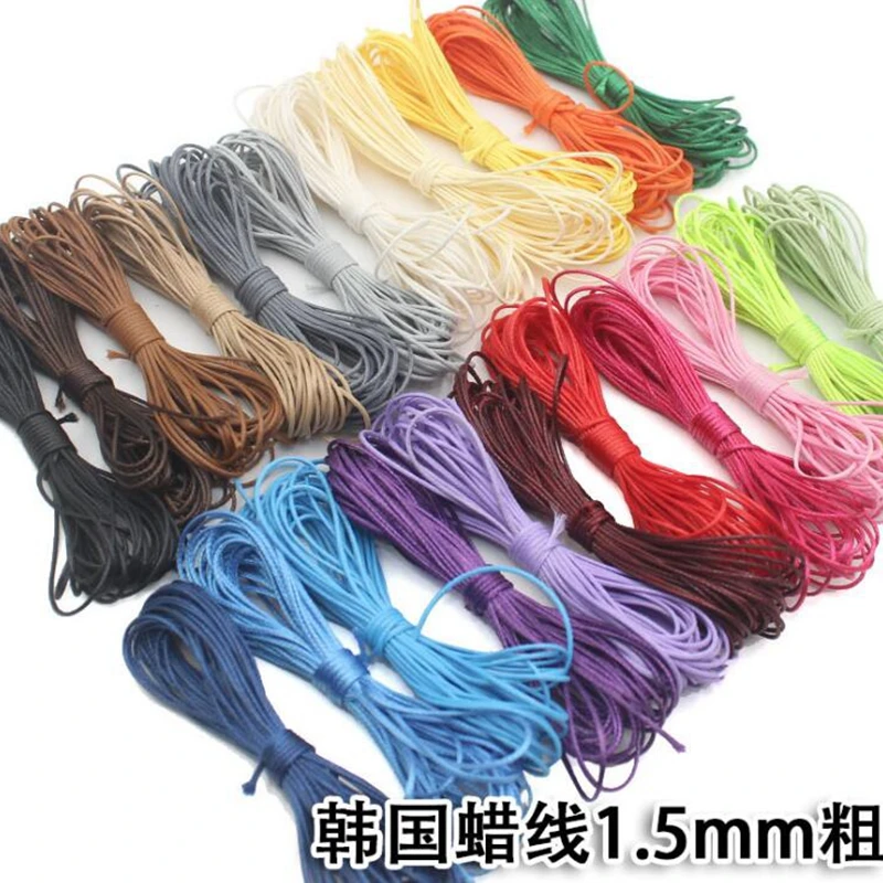 22colors 5m/lot Wax Leather Thread Wax Cotton Thread Rope With DIY Braided Bracelet Necklace Jewelry Accessory 1.5mm