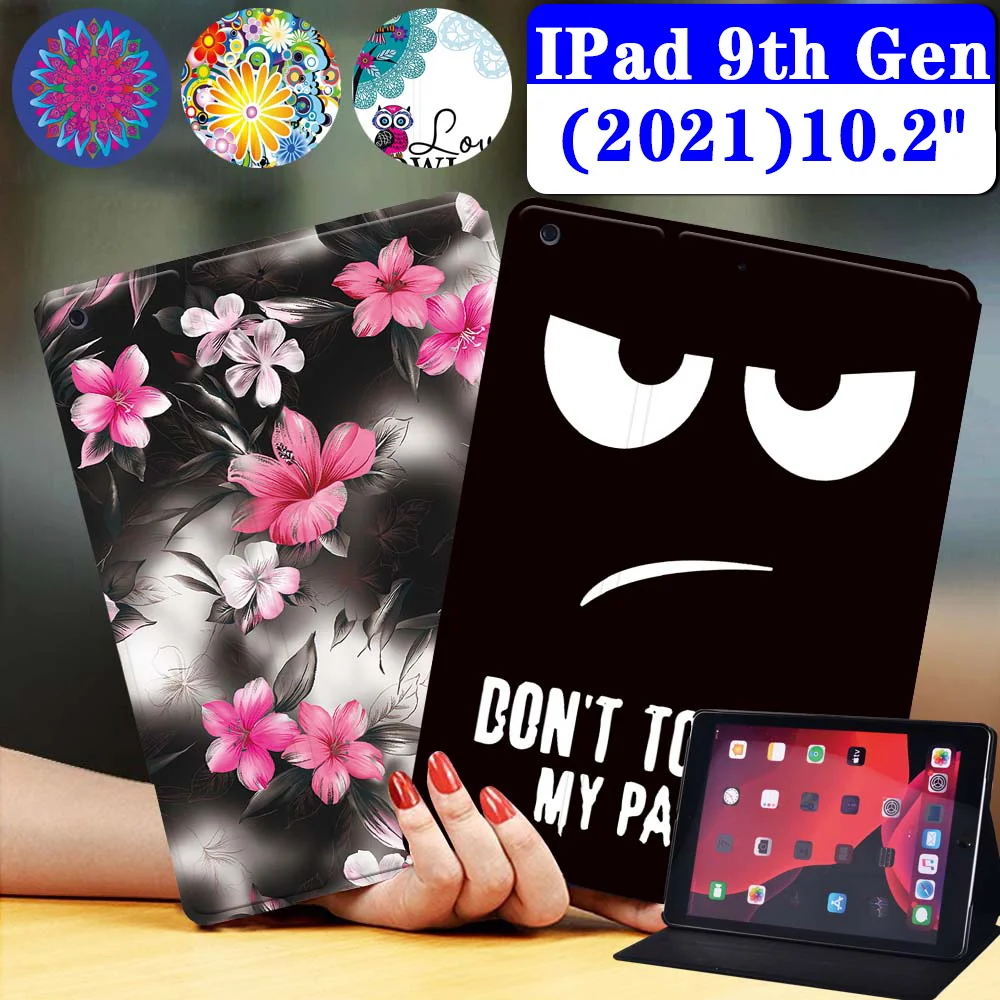 Tablets Case for Apple IPad 2021 9th Generation 10.2 Inch Portable Anti-Dust Leather Stand Cover Case + Free Stylus