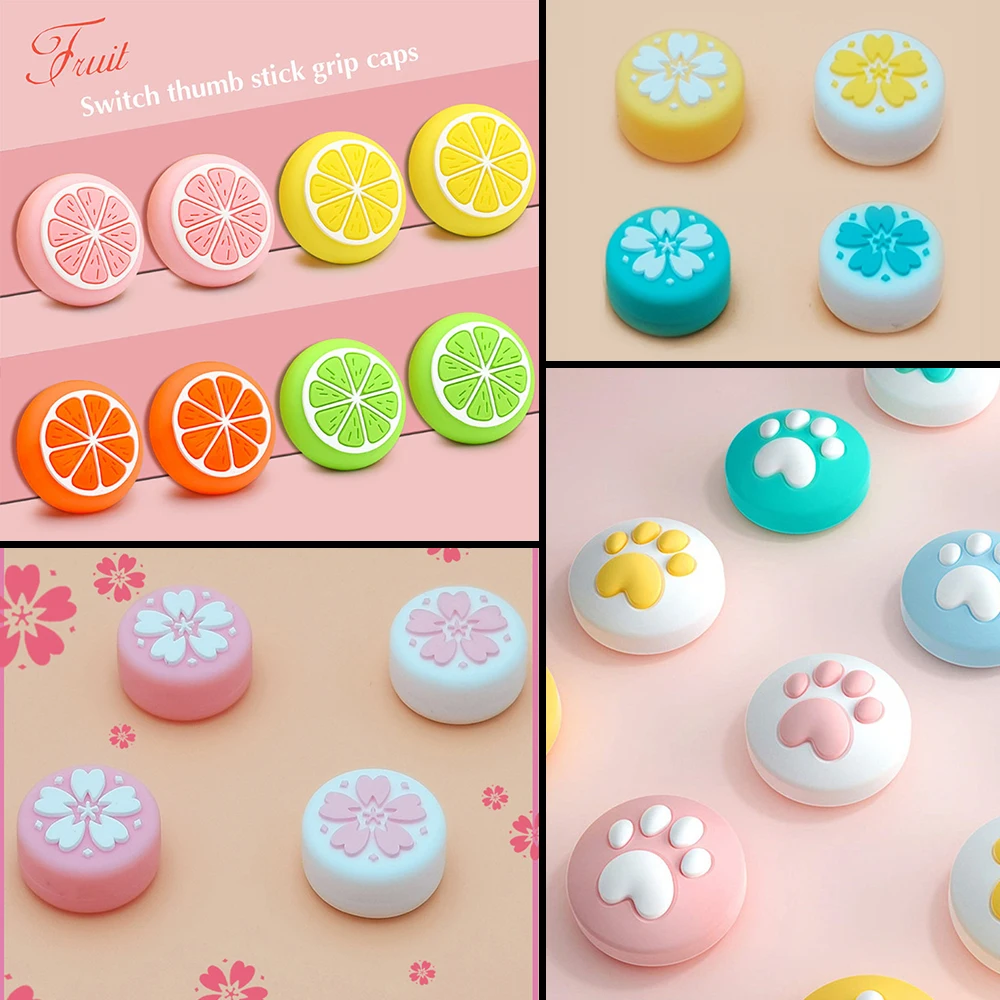 

Pink Sakura Cat Silicone Analog Thumb Stick Grips Caps for Nintend Switch/LITE NS JoyCon Controller Sticks Cap for Joy Con OLDE