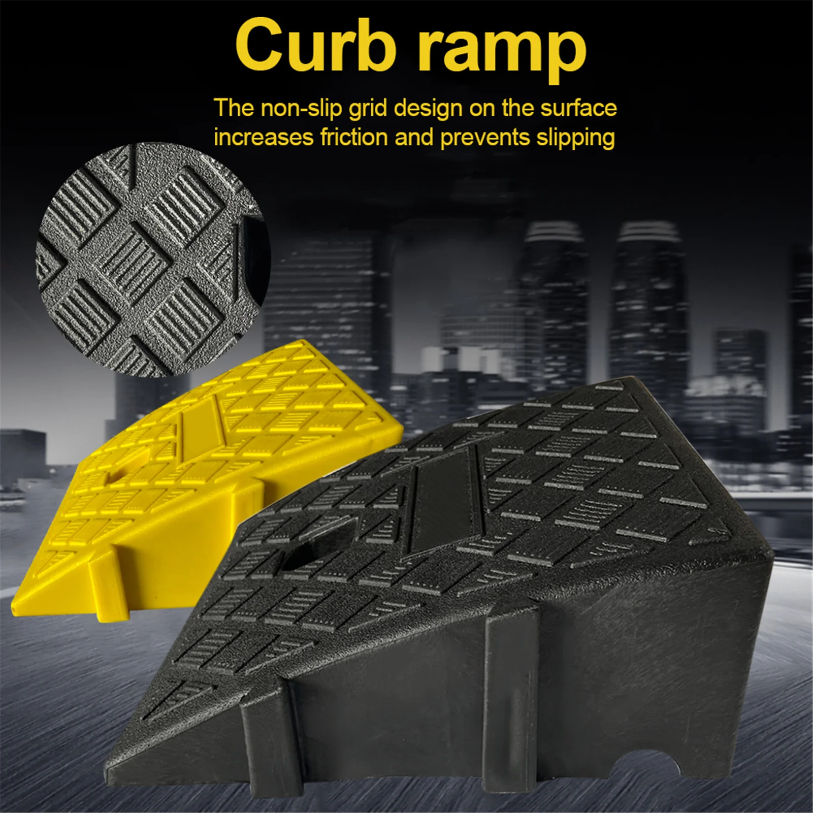 Portable Lightweight Curb Ramps Heavy Duty Plastic Threshold Ramp Kit For Car Trailer Truck Bike Motorcycle