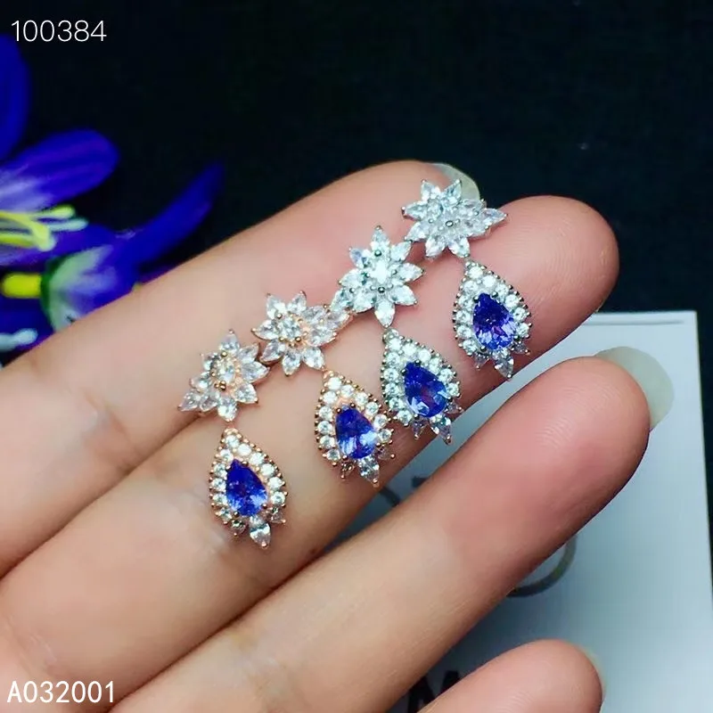 

KJJEAXCMY fine jewelry natural Tanzanite 925 sterling silver women earrings new Ear Studs support test trendy