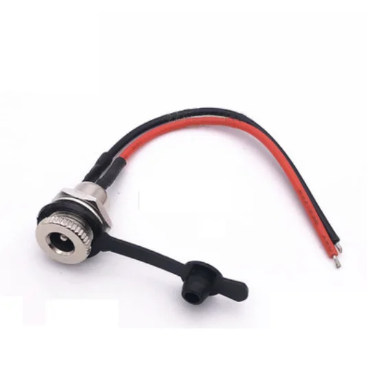 DC-099 DC099 with wire 5.5*2.1 Metal socket DC power jack high current with waterproof cap 0.2m