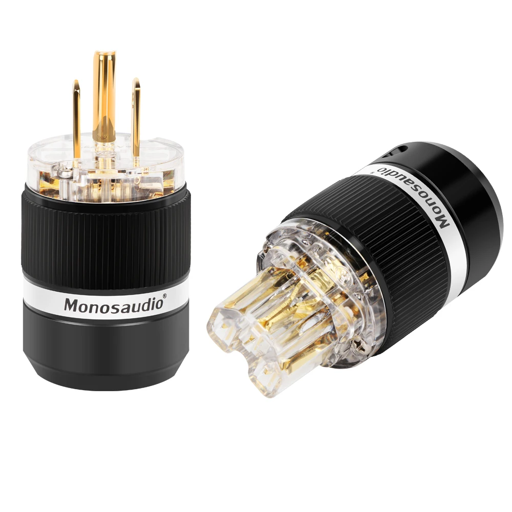 Monosaudio MF101 Pure Copper 24k Gold/Rhodium Plated US Power Plug Audio Power Connector IEC320 Female Plug DIY Power Cord Cable