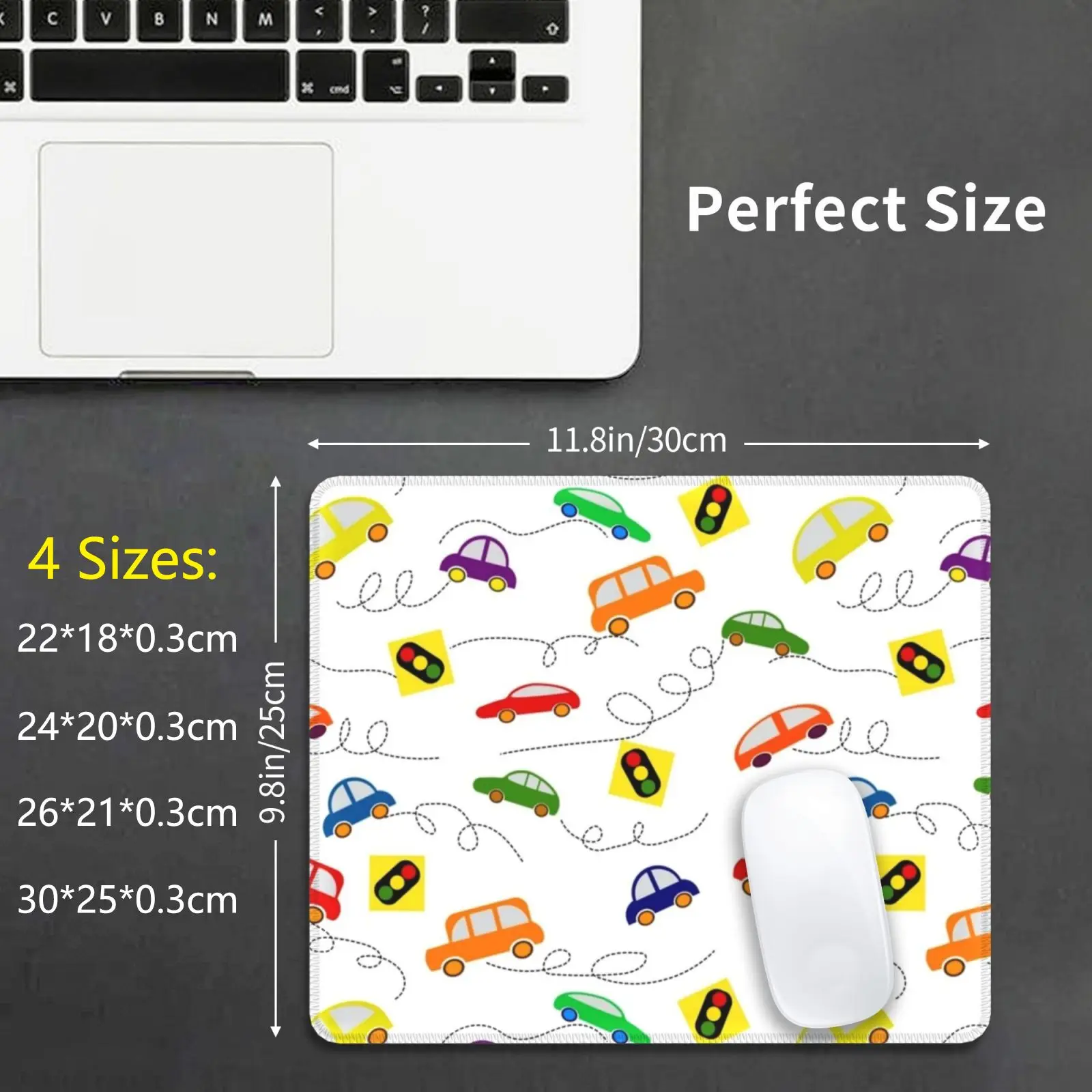 Cars And Traffic Lights. Kids Toys. Mouse Pad DIY Print Cars Childrens Toys Transport Multicolored For