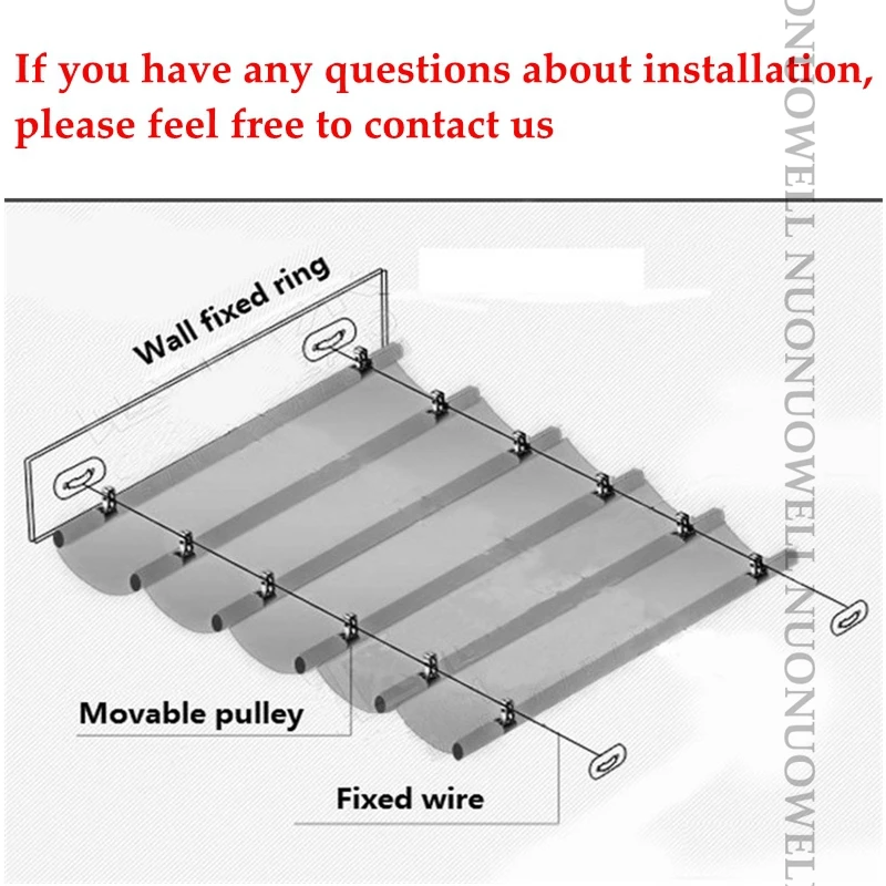 Wave Sunshade Net Accessories Set Stainless Steel Clamp Pulley Wire Rope Telescopic Sunshade Nets Installation Tools Accessories