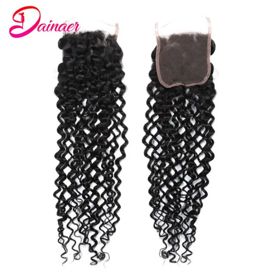 Afro Kinky Krullend Sluiting Menselijk Haar 4X4 Vrije Deel Sluiting 14-22Inch Natuurlijke Kleur Zwitserse Kanten Sluiting 100% Menselijk Haar Sluiting