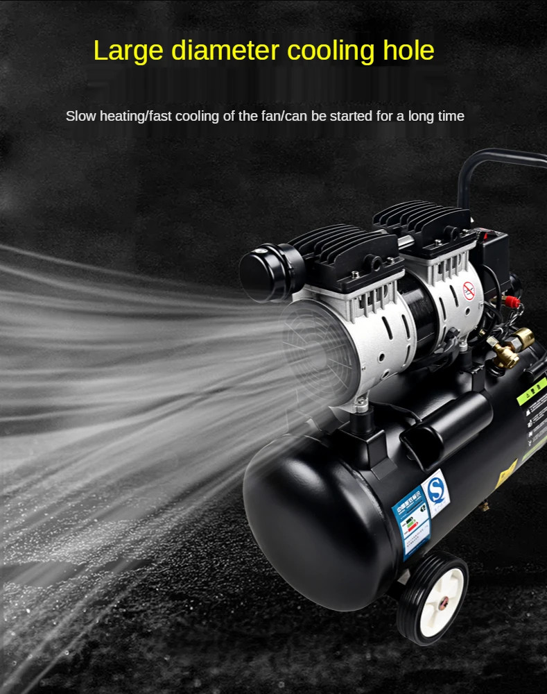 Tắt Tiếng Không Máy Bơm Không Khí Nhỏ Cao Áp Suất Nén Khí Không Dầu 220V Gỗ Phun Bơm