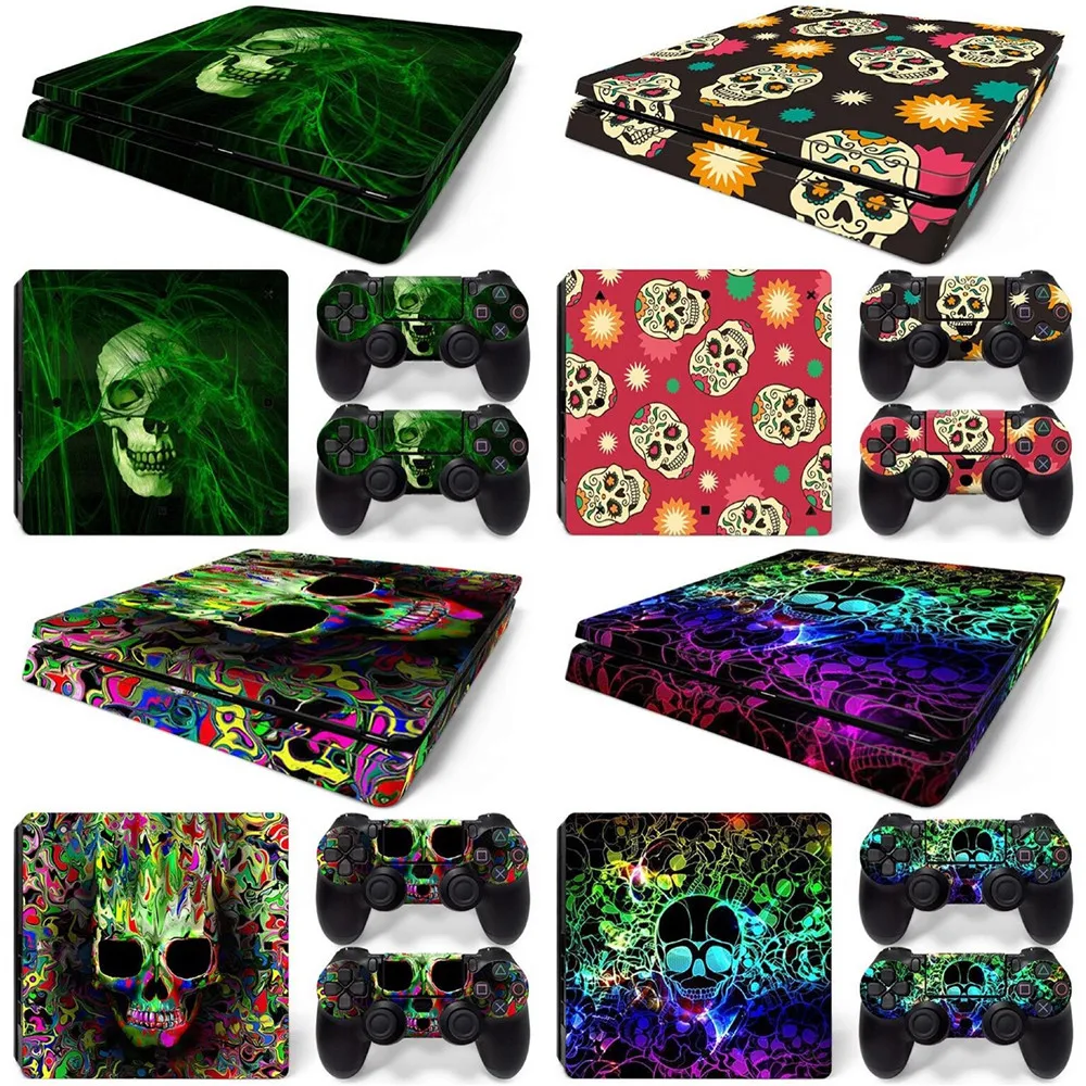 

Cool Skull Design Customized Skin Vinyl Decal for PS4 Slim Console and Controllers