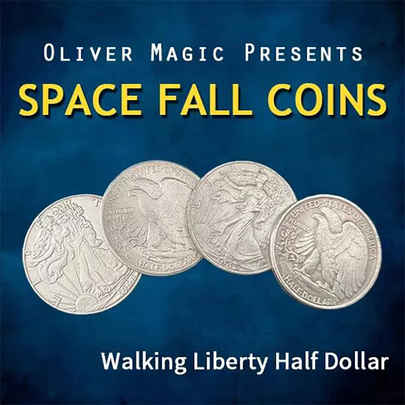 Space Fall Coins (Walking Liberty Half Dollar) Magic Tricks Coin Magia Magician Close Up Street Illusion Gimmick Mentalism Props