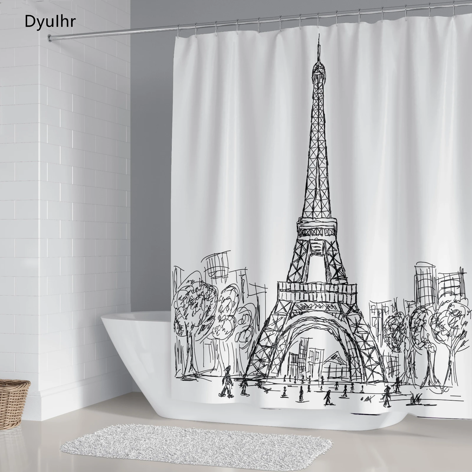 Bathroom Accessories Sketch Sketch Printing Polyester Waterproof Shower Curtain Toilet Seat Mat Floor Mat Bathroom Kit DyuIhr