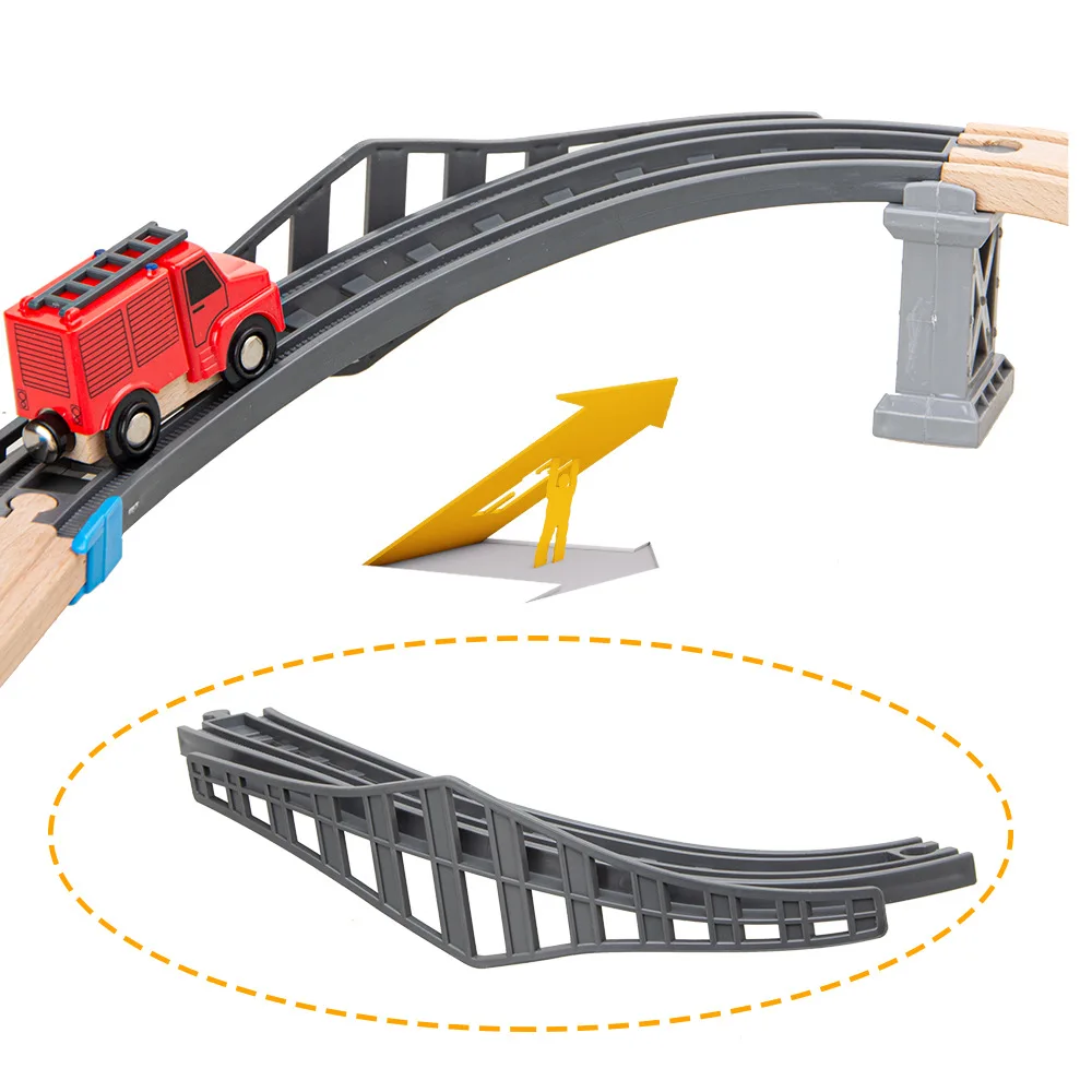 ไม้ติดตามอุปกรณ์เสริมพลาสติก Ramp Track Overpass Curve รถไฟไฟฟ้า S แทร็ก Fit แบรนด์ไม้ของเล่นสําหรับเด็ก