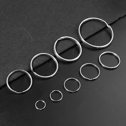 LLavero de acero inoxidable chapado en rodio, llavero de partido redonda para fabricación de joyas, 5-50 Uds., 12-50mm