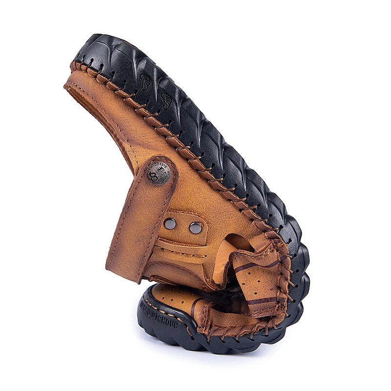 New men's summer sandals, hand-stitched sandals and slippers dual-use large size outdoor breathable men's shoes