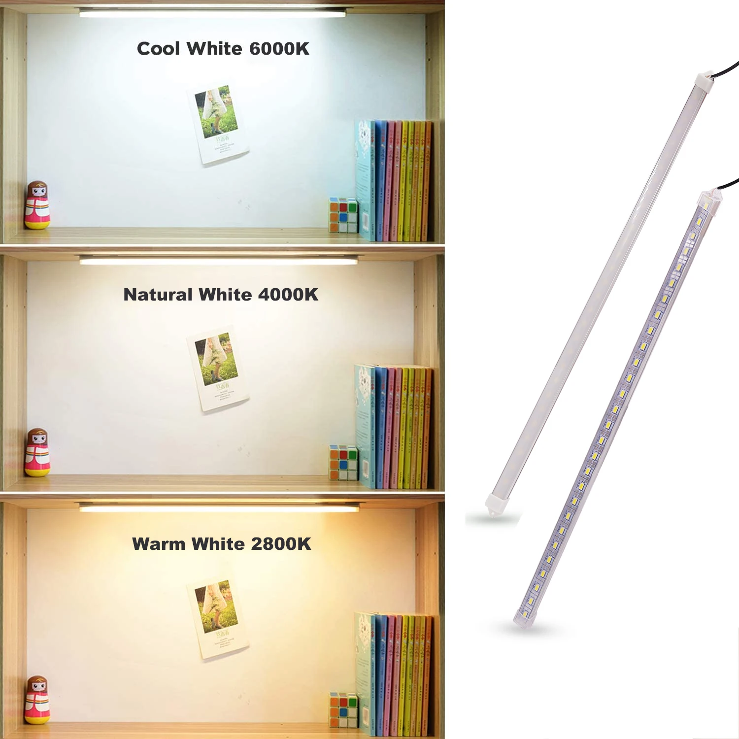 DC 5V USB LED Bar Lights with Switch 35 40 50cm LED Rigid Strip Light 3000K 4000K 6000K for Room Kitchen Under Cabinet Lighting