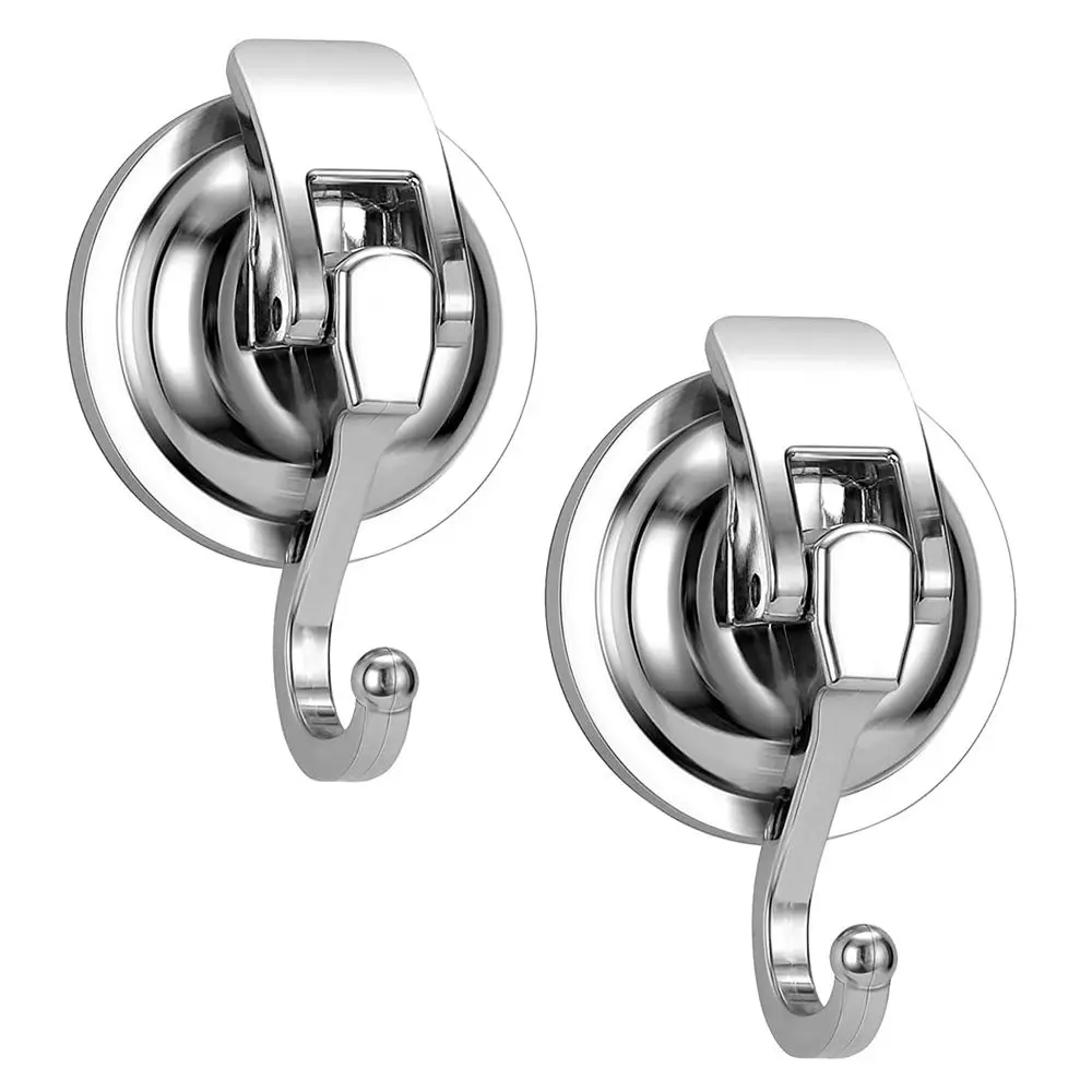 

Without Punching Polished Easy to Install Bathroom Shower Suction Cup Hooks Organization Chrome-Plated