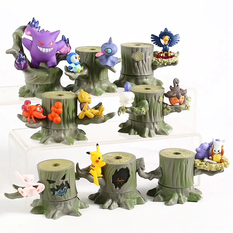 Pokemon Forest Figure Vol.3 Gengar Mew Ditto Cubone Litwick Pumpkaboo Paras Abra Piplup Shuppet Murkrow 8pcs/set