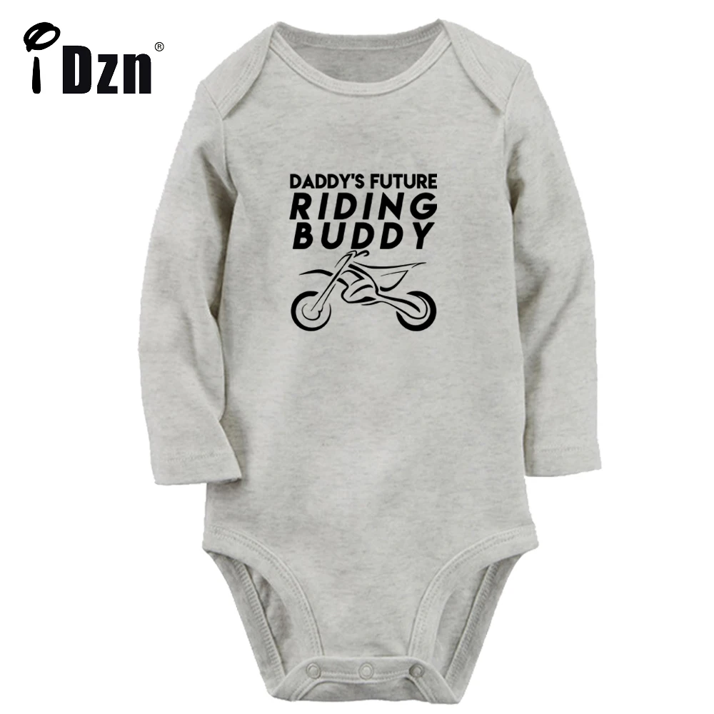 Papas Zukunft Motocross Reiten Kumpel Spaß gedruckt Jungen Stram pler niedlichen Baby Mädchen Bodysuit Neugeborenen Overall Langarm Kleidung