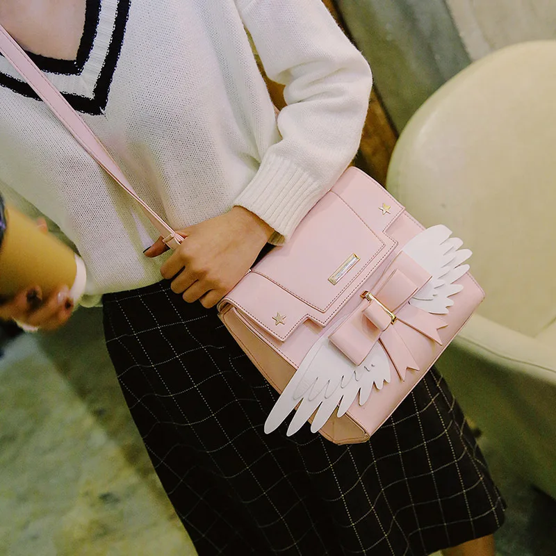 2021 Summer New Shoulder Bag Female Japanese Cute Kawaii Pink Messenger Bag Wing Handbag Personality All-Match Female Bag