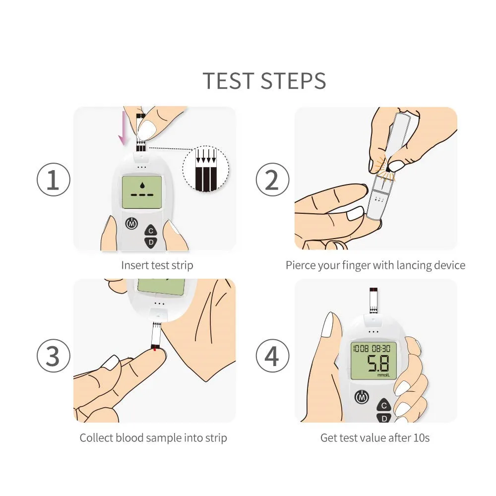 Sinocare güvenli-Accu kan şekeri ölçücü glukometre kiti diyabet kan şekeri ölçer veya Test cihazı Test şeritleri Lancets tıbbi