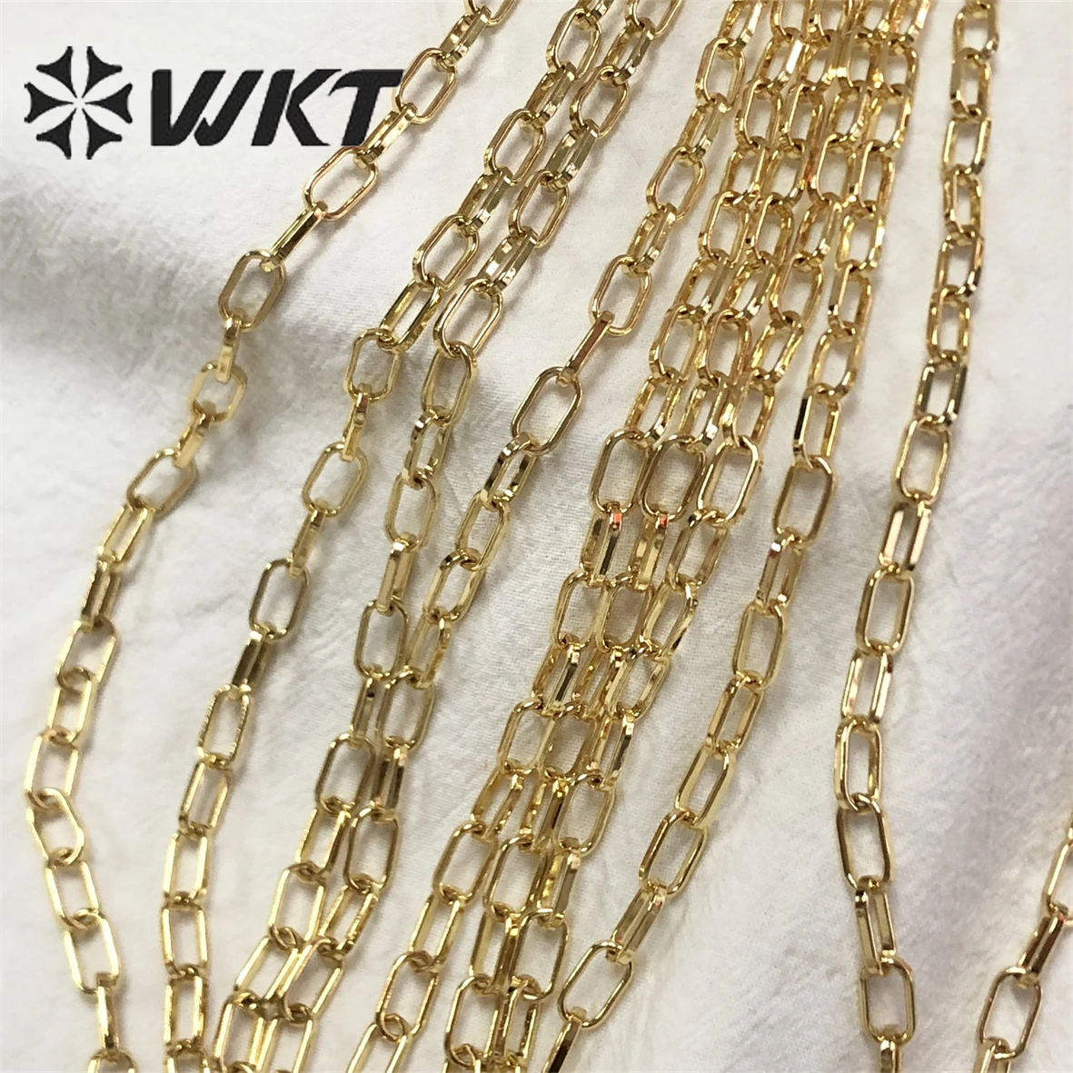 Imagem -03 - Wkt Feminino Ouro Cubana Link Chain para Colar Pulseira Banhado a Ouro Corrente de Bronze Wt-bc178