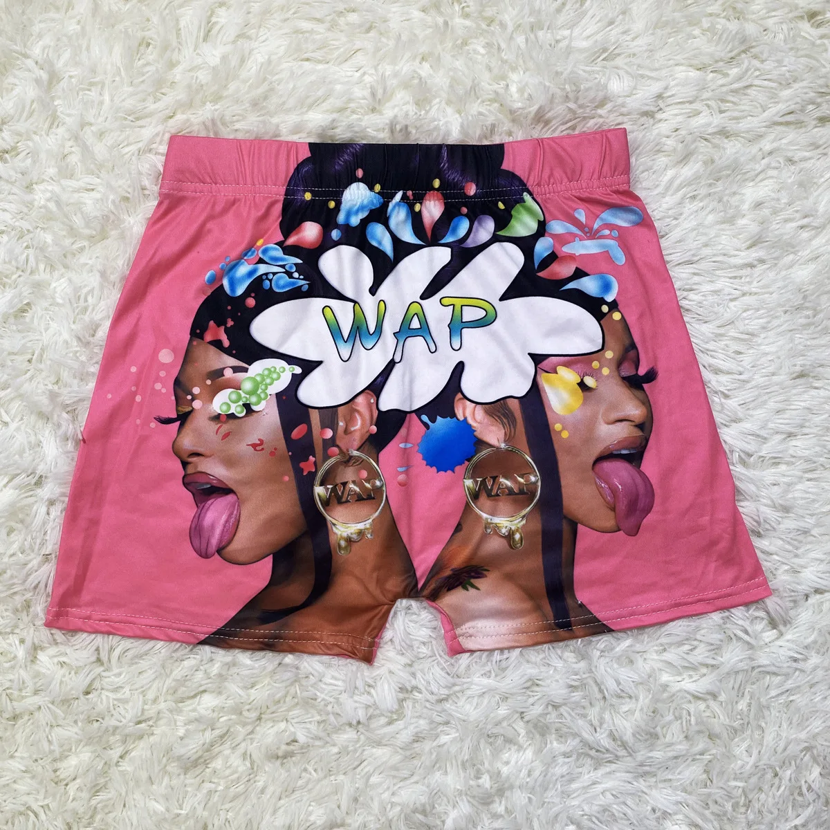 Short de motard taille haute pour femme, vêtements d'été sexy, bonbons, collation, graphique Wap, butin, vente en gros, trucs bon marché