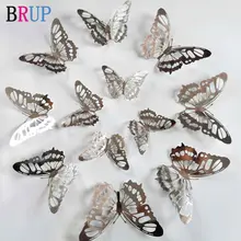 12P 3D Butterfly Wall Stickers in Gold and Silver #5