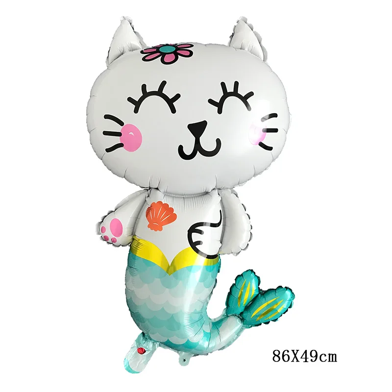 New 86*49cm Cat fish mermaid big foil Balloon holiday party cartoon toy Birthday party Baby shower Decorations animal Balloons