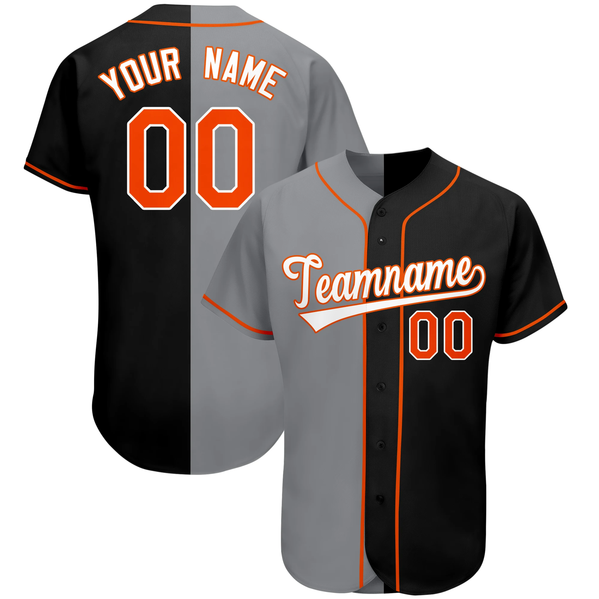 Custom Baseball Jerseys Fitness Shirts Split Printed Name Number Team Clothing Competitive Sports Ttraining Shirt for Men