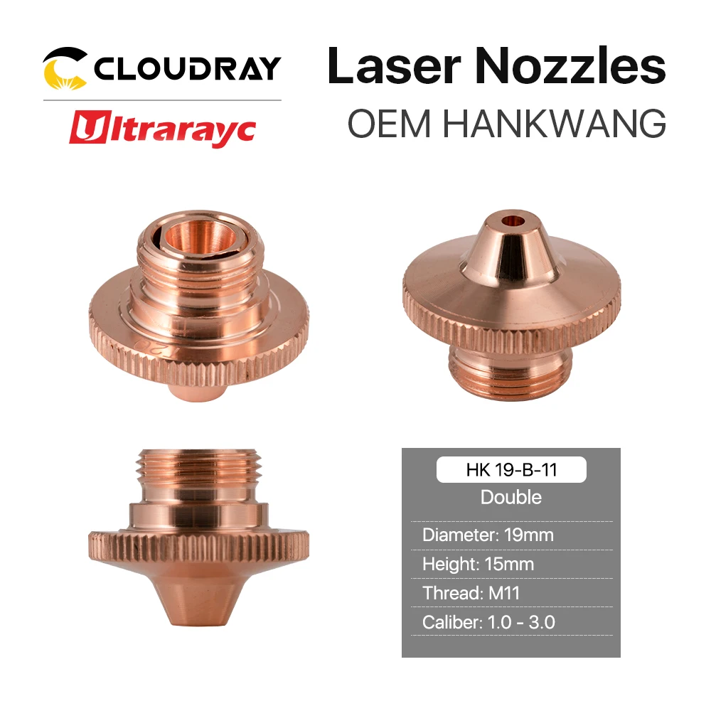 Ultrarayc Ⅱ Ⅵ HANKWANG Knurled HK Nozzle Diameter 19mm Height 15mm Thread M11 Caliber 1.0-3.0 for HK Fiber Laser Cutiing Machine