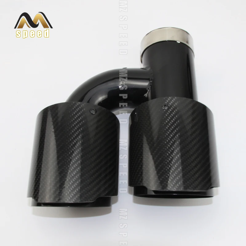 Car styling Modified exhaust pipe muffler tail throat 304 stainless steel and carbon fiber double outlet tail pipe