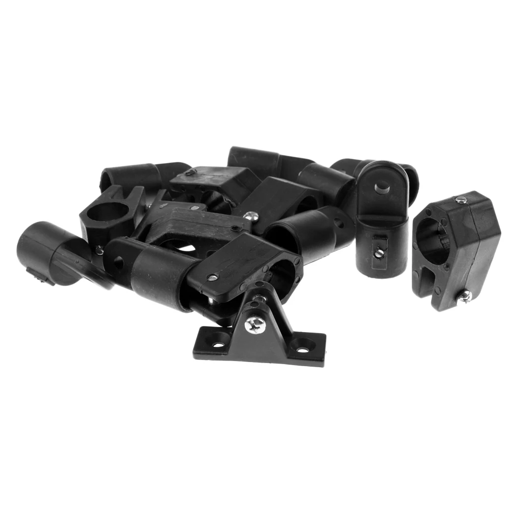 16 Pieces / Set Black Nylon Marine Boat Deck Hinge Jaw Slide Eye End Fitting Hardware Fits 22mm/7/8\'\' Pipe/Tube