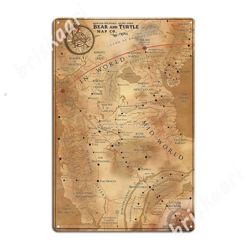 The Dark Tower - Mid-World Map Metal Signs Wall Plaques Club Home Design Tin sign Posters