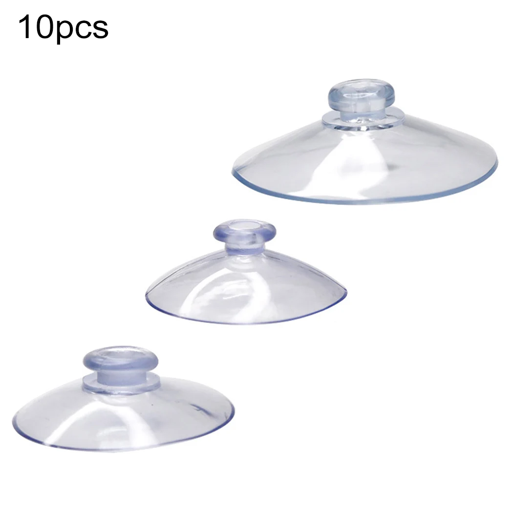 10PCS PVC Suction Hooks Cups - Any Type - Wide Range - Clear Plastic/Rubber Casement Suckers Wall Stick Home Storage Tool