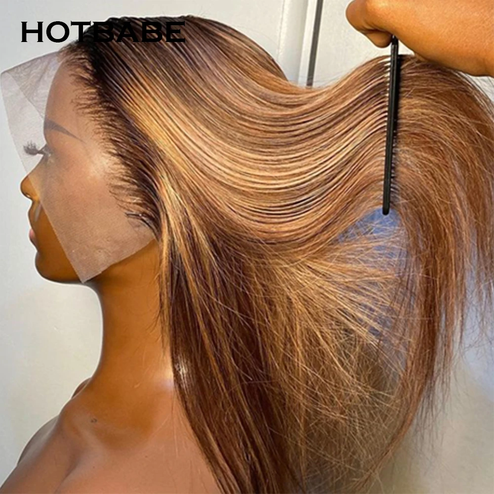 

30 32 Inch Highlight Wig Straight 13x6 HD Transparent Lace Front Wigs Colored Lace Frontal Human Hair Wigs Brazilian Remy Hair