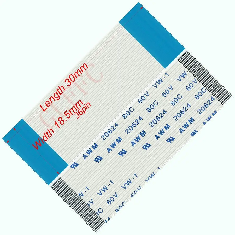 36pin 0.5 Sân 30Mm-170Mm Một-Loại Dẻo Cáp Phẳng FFC Awm 20624 ROHS Xuất TTL màn Hình LCD DVD Máy Tính