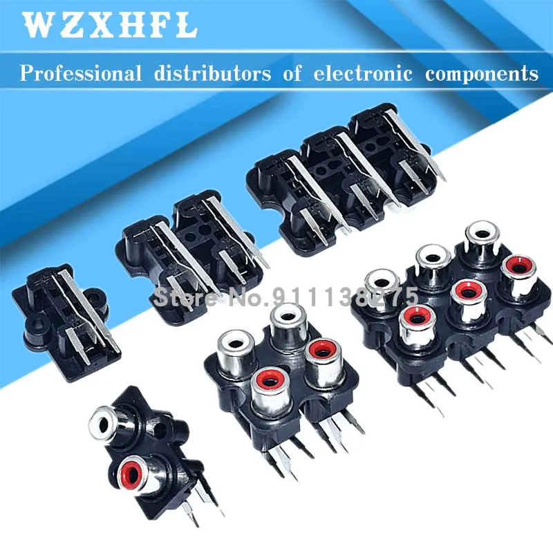 5Pcs 2/4/6 hole RCA Female Stereo audio Jack AV Audio input socket Connector Lotus row Amplifier Interface Signal connection