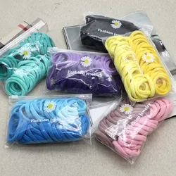 50 Pcs/lot Black Nylon Scrunchies Ponytail Holder Rubber Band Pink Blue Hair Ties Gum Seamless High Elastic Hair Bands For Women