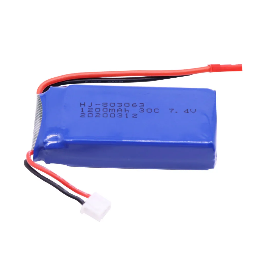 5PCS/lot 7.4V 1200mAh 2S 30C Lipo Battery JST for Yizhan Tarantula X6 WLtoys Quadcopter Drone V666 V262 V323 Helicopter parts