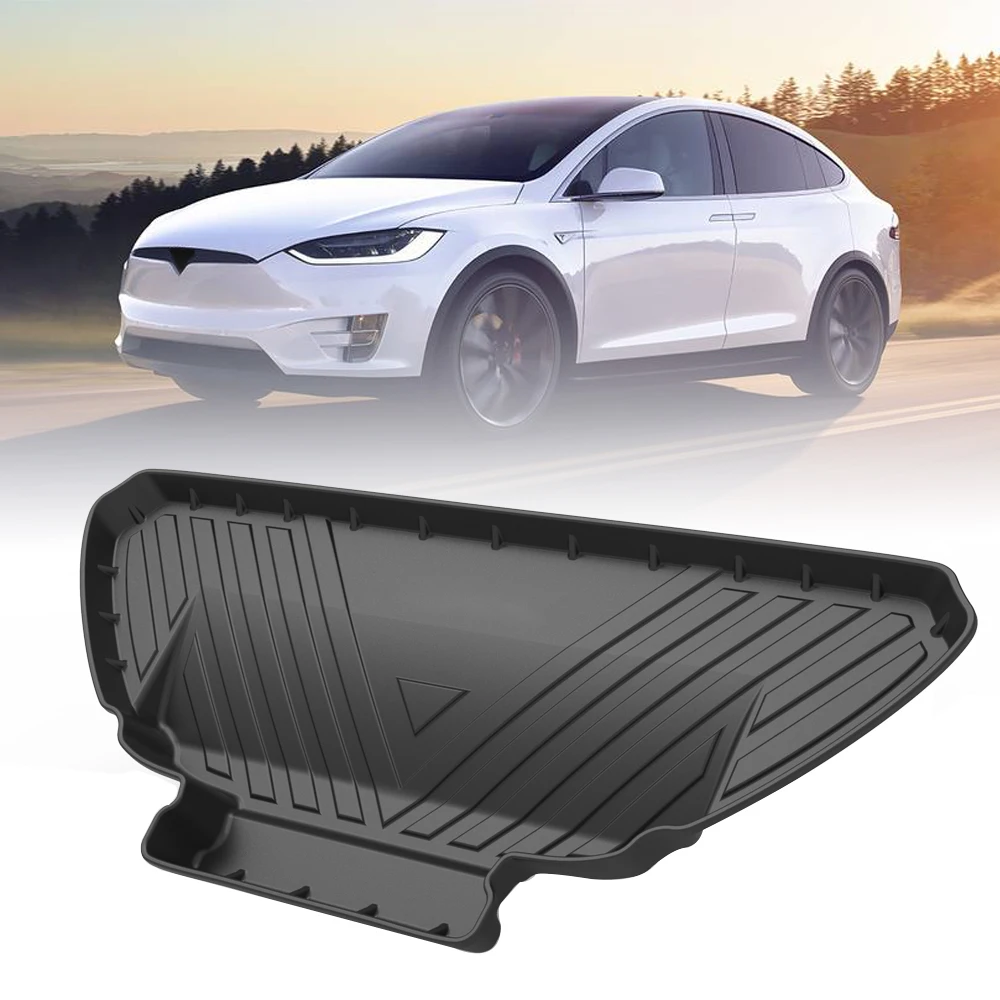 Front Trunk Mat For Tesla Model X 2016 2017 2018 2019 2020 TPE Custom Fit Front Cargo Basin Cargo Liner Floor Mat Rubber Black