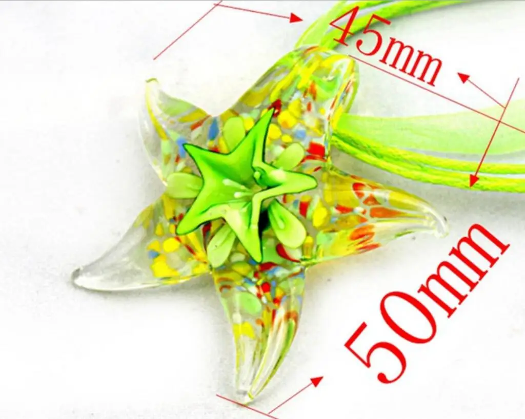 New Handmade Murano Lampwork Glass Flower Star Pendant 50*45MM Fit Necklace LL64