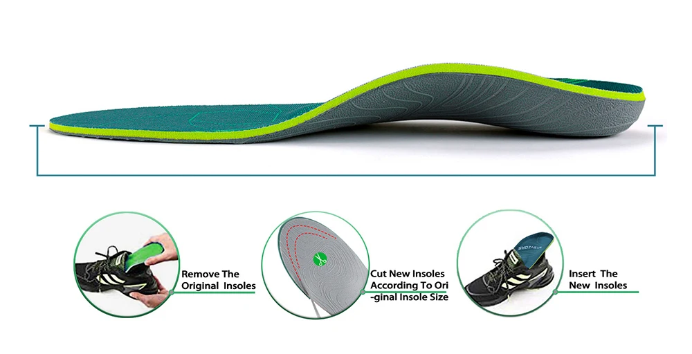 Plantarfasziitis Plattfüße Fußgewölbestütze Orthopädische Einlegesohlen, Herren Damen Fersenschmerzen Orthopädische Einlegesohlen Sneaker Schuheinlagen – Detail 4