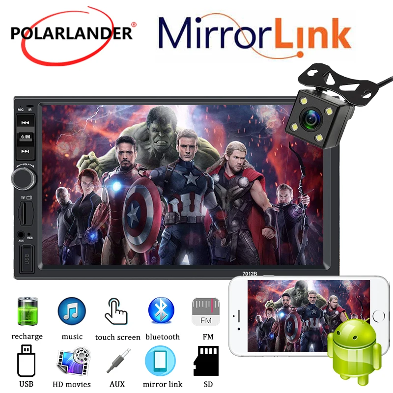 

MirrorLink Android Bluetooth 7-inch USB 2Din APE / FLAC / WAV / MP3 / WMA Touch Screen Color Backlight Car Radio WIFI FM MP5 IOS