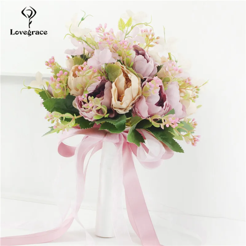 Wedding Bridal Bouquet Peony Flowers Bridesmaid Accessories Bride's Bouquet Silk Roses Artificial Party Home Marriage Decoration