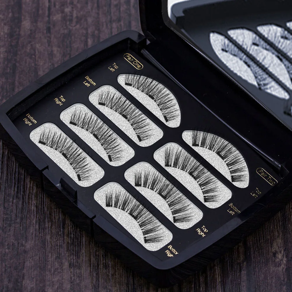 2คู่3D ขนตาปลอม Mink Eyelashes Eye แต่งหน้าขยายขนตาปลอม Eyelash Magnetic ชุดแหนบ