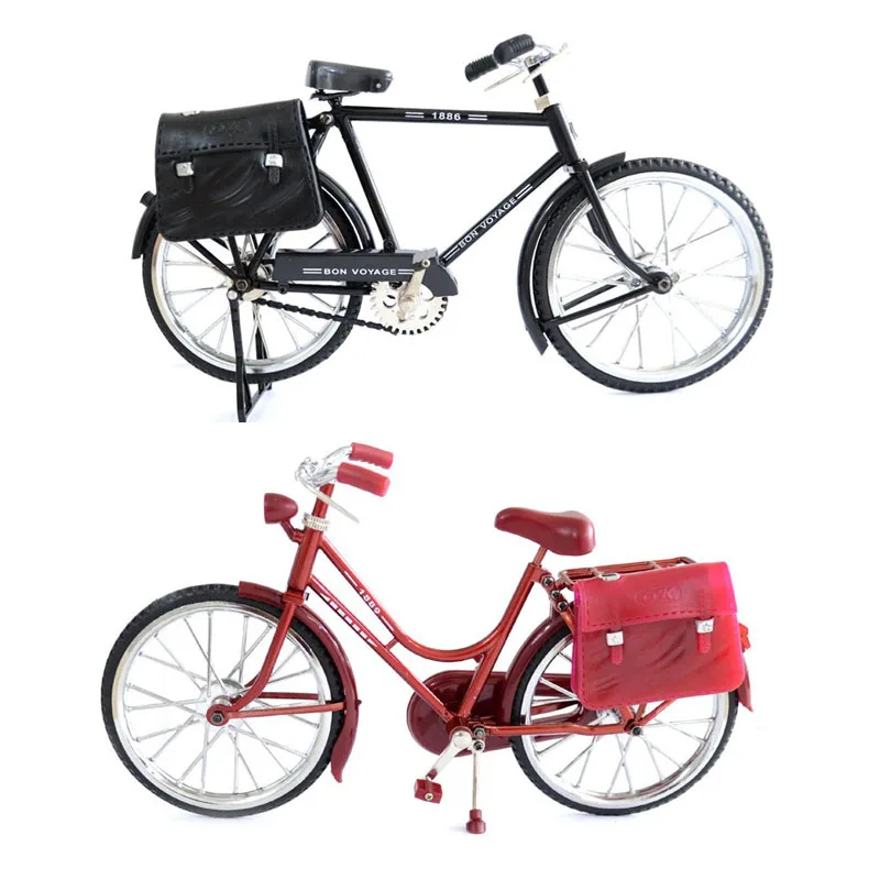 

Classic Retro Iron Bicycle Model Ornaments Classical Bike with Inflatable Lighter Desktop Crafts Home Office Decoration Gifts