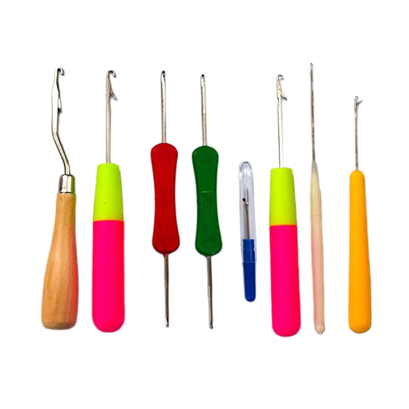 9Pcs Bent Crochet Latch Hook Needle Kit Rug Making Seam Ripper Knitting Tool