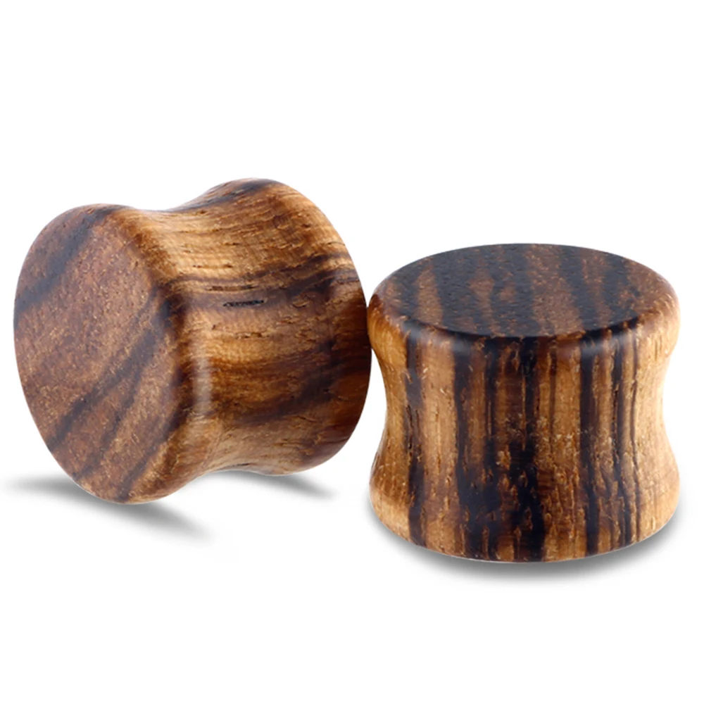 TIANCIFBYJS Natural Organic Wood Flesh Tunnel Ear Plugs Double Flared Earring Gauges Expander Piercing Body Jewelry 6-20mm 2pcs