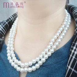 2 rupee item White Pearl Beads Necklace Women Girl Retro Electro Galvanized Alloy Hollow Carved Choker Collar Para Mujer