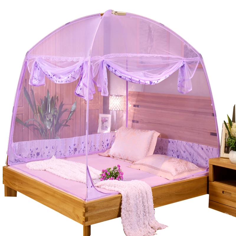 

Yurt Mosquito Net 1.8m Bed Double Home 1.5m Student Dormitory 1.2 M Bed Zipper Three-door Anti-fall Curtains Home Supplies